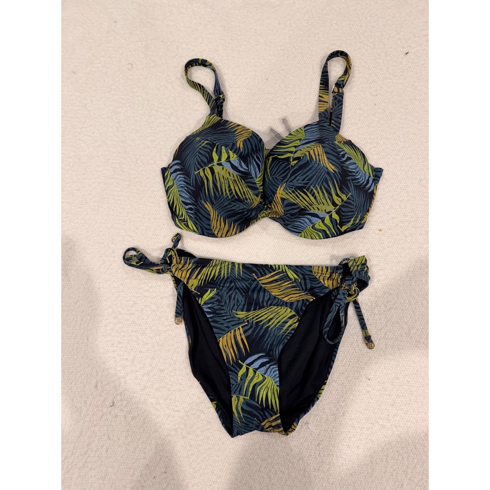 Victoria's Secret Swim Tropical Palm Bikini Set 36DD Top Large Bottoms (699) - Picture 1 of 6